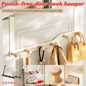 Door Hook Punch-Free Wall-Mounted Clothes Hanger Adhesive Strong Clothes Hook Storage Rack Storage Clothes Hanger Artifact