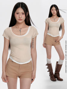 Slim Fit Short Sleeve T-Shirt Womens Summer Two-Piece Set New Style Sweet Cool Spicy Girl Short Length Top Bottom Ensemble