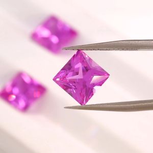 Wholesale Square Shape Lab Grown Pink Sapphire Princess Cut Synthetic Corundum Loose Gemstones
