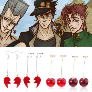 Anime Jojos Bizarre Adventure Earrings Polnareff Pendant Bobo Two-dimensional Love Ear Clip Cherry Cherry Earrings Role Playing