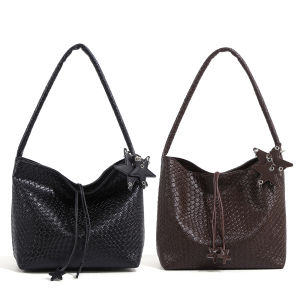 PU Leather Woven Handbag Versatile Top-Handle Bag for Women Work Shopping Travel