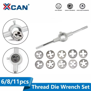 XCAN 6/8/11pcs Metric Hand Tap And Die Set M3-M12 Screw Thread Taps and Die Hand Tapping Tools Screw Die Set Hand Tool