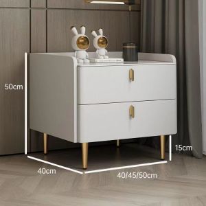 MOLORE | Three-layer Bedroom Nightstand Wooden Marbled
