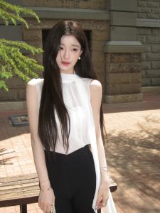 Áo Không Tay Voan Thanh Lịch YIYIWANG 2 Màu Thắt Lưng Thanh Lịch Pure Desire Áo Vest Nữ Mùa Hè 2024 Áo Vest Bó Sát