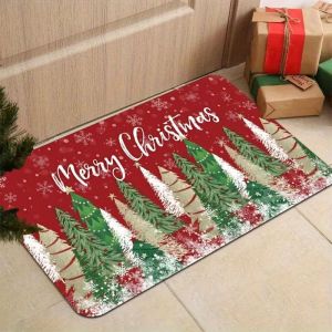 VIKAMA Merry Xmas Chào Mừng Giáng Sinh Thảm Cửa In Hình Cây Thông Giáng Sinh Thảm Chống Trượt Cho Hiên Nhà Lối Vào Trong Nhà Ngoài Trời Trang Trí Ngày Lễ