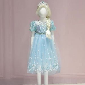 Elsa Girls Dress Frozan Cosplay Costume Princess Dresses Queen Snow Queen Wedding Luxurious With Cloak Carnival Gown Dresses Up