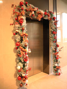 Christmas Decorative Vine Branches 2.7 Meters Stair Rail Hanging Decorations Festive Atmosphere Scene Arrangement
