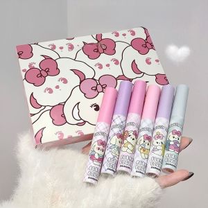Affordable Velvet Lipstick Set of 6 Cute Cake Lip Cream Gloss Natural Look Popular among Students Full Set DaimAnpu Kitty Series