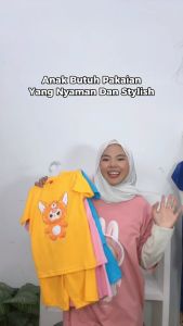 Setelan Kaos dan Celana Anak Labubu Baby Three Umur 1-6 Tahun