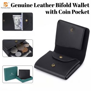 Pomelo Best Mens Genuine Leather Ultra Thin Trifold Wallet Black