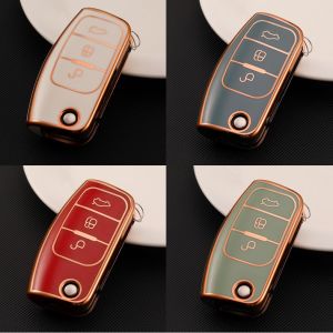 TPU Car Folding Key Cover Case For Ford Fiesta Focus 2 Ecosport Kuga Escape Falcon B-Max C-Max Eco Sport Galaxy