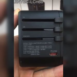 LCH60 - Batok LENYES LCH-60 Universal Travel Adaptor Fast Charging PD 20W + QC 3.0 Multifunctional Charger