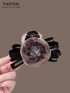Large Size Mesh Sparkling Diamond Rose Flower Hair Claw Clip Half Updo Shark Clamp Korean Style Acrylic Hair Accessories
