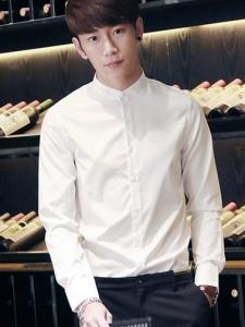 High-End Nightclub Prince Stand Collar Shirt Mens Korean Style Slim Fit Casual Hairdresser Wedding round Neck Wind Shirt