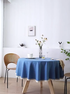 2-10seat Nordic Round Table Tablecloth Waterproof Oil Resistant Premium Lace Table Cloth Imitation Cotton Linen Mantel Dining Table Cover