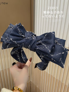 Korean Style High Top Hairband Women Super Large Denim Butterfly Knot Hair Clip Face Slimming Washing Face Hair Ties Headwear