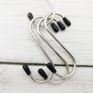 [FREESHIP] Vỉ 4 móc Móc Treo quần áo Đồ Hình Chữ S Bằng Kim Loại Bọc Đầu Nhựa