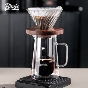 Bincoo หม้อแบ่งปันแก้วชุดหม้อกาแฟด้วยมือกรองสองชั้น400มล. CupV60หม้อเทด้วยมือขนาด600มล.