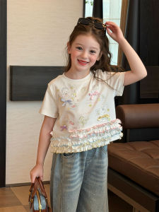 ZHILIAOCHENGZHANGJI | Cute Korean Style Regular Fit Short Sleeve Ruffled Cartoon T-Shirt