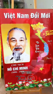 Khung tranh bác Hồ Tranh Bác Hồ lãnh tụ vĩ đại việt nam bản đồ việt nam bản đồ 34 tỉnh UT180