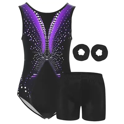 Gymnastics Leotards for Girls Sleeveless Tank Athletic Biketard Kids Water-drop Back Unitard Tumbling Activewear Outfits