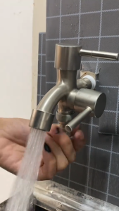 MANUYAMA Two Way Faucet 304 Stainless Steel Heavy Duty Dual Outlet Water Tap for Washing Machine Kitchen Bathroom Universal