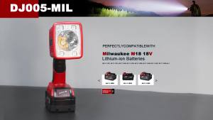 16W Cordless LED Flashlight for Milwaukee M18 1600LM USB Port for Camping Fishing Car Repair Job Site Emergency (No Battery)