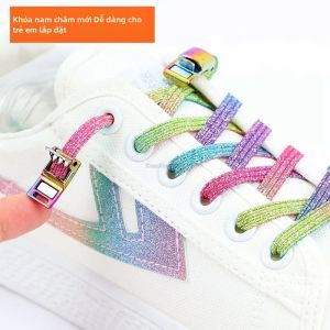 Mới Rainbow Khóa Từ Dây Giày Thun Không Buộc Dây Giày Sneaker Dây Giày Trẻ Em Người Lớn Lười Dây Phù Hợp Với Tất Cả Kích Cỡ giày