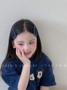 Blue Polka Dot Triangle Hair Clips Childrens Vintage Feelings Hair Accessories BB Clip Bangs Hair Clips Girls Hair Decorations