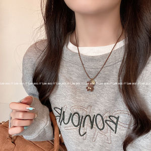 Plush Bear Pendant Necklace Womens Style Fresh out Fashion Jewelry Luxury Sensation Sweater Chain Lockbone Chain Resin Material