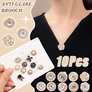 10Pcs/set Women Shirt Brooch Buttons Anti-exposure Button Brooch Safty Cute Fixed Pin for Crafts Women Shirt Sweaters Coat