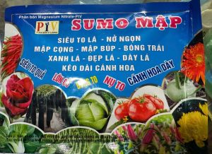 Phân bón SUMO MẬP - Siêu to lá - Nõ nộng - Mập cong - Mập bắp - Bông trái xanh lá - Đẹp lá - Dày lá - Kéo dài cánh hoa - Cánh hoa dày 100gr