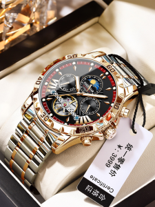 Swiss นาฬิกาผู้ชายใหม่ Automatic Mechanical Escapement แฟชั่น ลำลอง กันน้ํา Night Light นาฬิกาผู้ชายนาฬิกาข้อมือ POEDAGAR