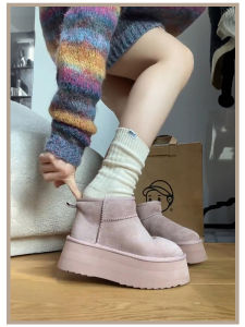 Guidi Thick Bottom Pink Fleece Lined Sheepskin Snow Boots Womens Winter Warm Casual Short Tube Closure High Wool Insole