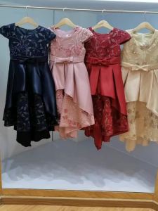 Váy Công Chúa Thanh Lịch Cho Bé Gái Thêu Hoa Dự Tiệc Sinh Nhật Cưới Hỏi Dạ Hội Dài Đến Đầu Gối Cổ Tròn Chất Liệu Cotton Polyester