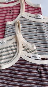 ppitchy.shop - Mini Stripes Top สายเดี่ยวแต่งอะไหล่ ลายทาง มี 4 สี
