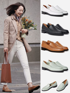 Everlane Inschic Leather Shoes Womens British Wild Loafers Early Spring Leather One Pedal Flats Flats