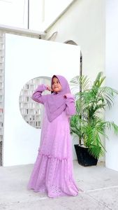 Zahira1808 Nurra Kids Anak Gamis Muslim Syari Anak Dress Hijab Muslimah Atasan Kids Bahan Brukat Malika Lapis Furing Dengan Khimar