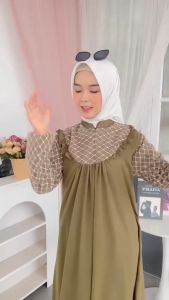 Meysha dress wanita ceruty babydol mix brukat baju lebaran pesta kondangan mewan elegan modern terbaru