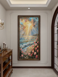 Entryway decorative painting American style hung opposite the door European-style corridor vintage oil painting French-style living room wall art