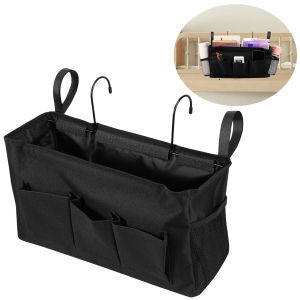 Bedside Caddy Storage Bag Oxford Cloth Multi Pockets Hanging Bag Large Capacity Hanging Storage Organizer with Metal Hook