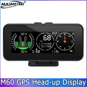RYSJM | M60 Slope Meter Car GPS HUD Digital Head Up Display Smart Inclinometer Tilt Pitch Angle Inclinometro Auto Intelligent Gauge Car