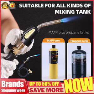 ⭐️【High Quality+In Stock】⭐️MAPP Gas Torch Potuem Propane Gas Torch Welding Propane Torch With 1.5m Hose Self Ignition Trigger Blow Torch Plumbing With Adjustable Flame Control Knob For Heating Welding Soldering