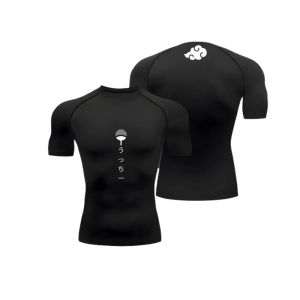 Mens Anime Compression Shirt Summer High Elasticity Summer Short Sleeve Rash Guard Compression Shirt Tops Tight Training Fit
