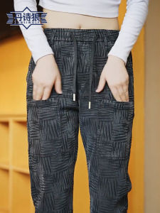 Quần Dài Công Sở Nam Ống Đứng Nhiều Túi Thêu Họa Tiết Hình Học Thường Ngày Mùa Thu Đông Quần Dài Công Sở Cạp Cao