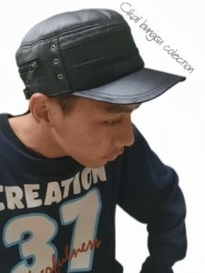 Promo Topi komando reseleting kulit domba aslii fashion pria aslii Garut bisa COD - Topi kulit terlaris