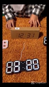 3D Modern Design Digital Alarm Clock 3D LED Wall Clock Modern Digital Wall Clock Alarm Night Light Table Clock