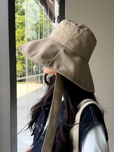 Nón bucket tai bèo nữ mũ rộng vành chống nắng Mũ đi biển vành lớn đi biển đi du lịch chất cotton linen dây đai nơ MBK17