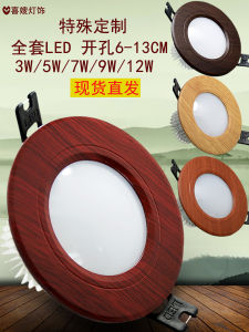 Chinese Style Embedded LED Downlight Solid Wood Grain Red Ceiling Living Room Walnut Home Adjustable Light Hole Lamp
