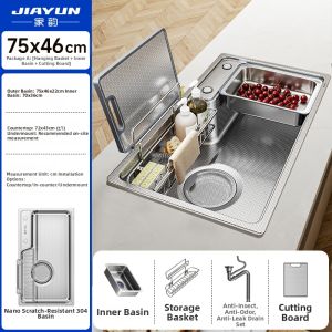 JIAYUN | Large Single Basin 304 Stainless Steel Kitchen Sink